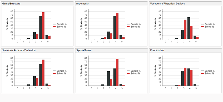 Group performance report for writing skills